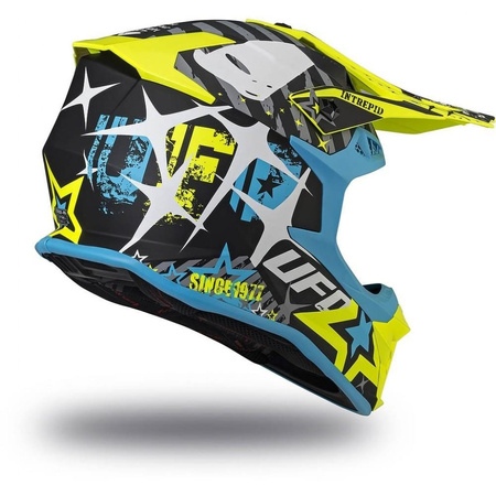 UFO KASK CROSS INTREPID KOLOR NIEBIESKI CZARNY ŻÓŁTY FLUO